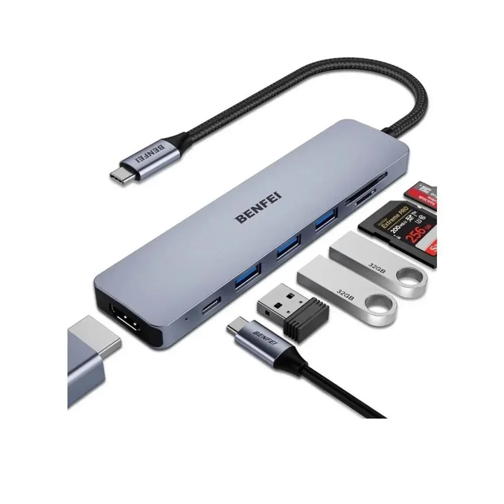 BENFEI USB C HUB 7-in-1 with HDMI(4K@60Hz Certified) 100W Power Deliver
